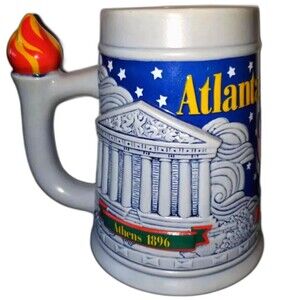 OLYMPICS BUDWEISER BEER STEIN Atlanta Georgia USA 1996 Vintage Collectible